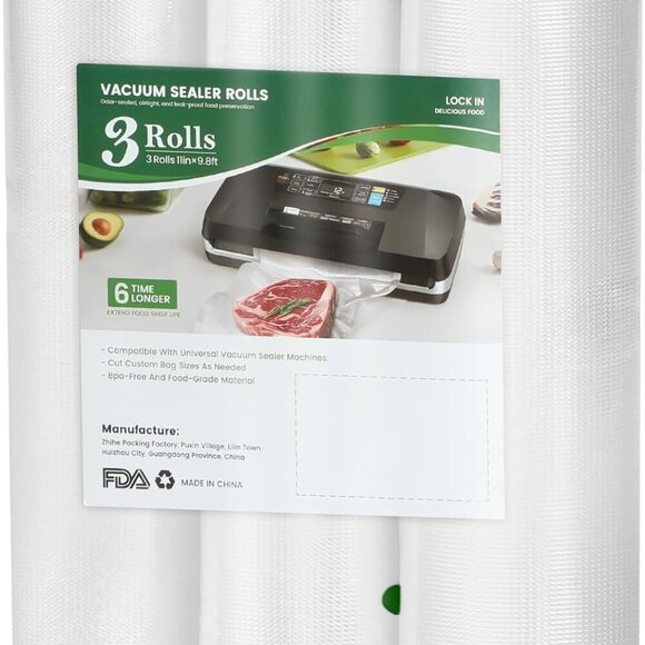 3Pack 11" x 10' Vacuum Sealer Bags Rolls,BPA Free,Heavy Duty,Leak-proof, Punc... - Picture 1 of 8